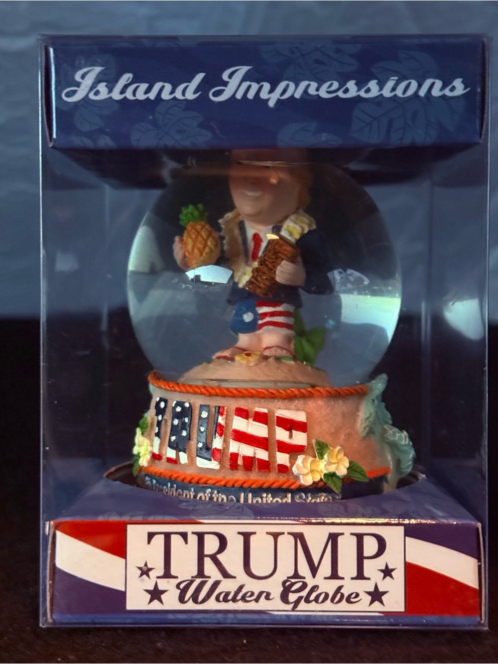 Donald Trump Patriotic Novelty Water Globe with Flag Motif